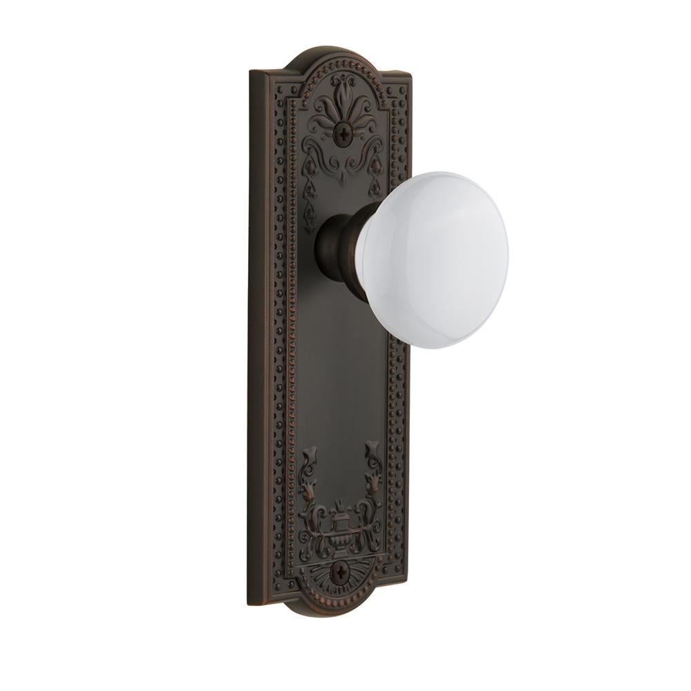 Grandeur by Nostalgic Warehouse PARHYD Privacy Knob - Parthenon Plate with Hyde Park Knob in Timeless Bronze